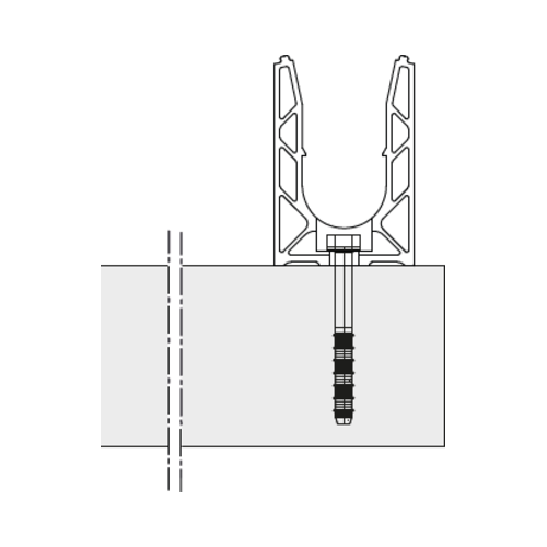 Schéma technique du profil U — verre encastré dans le sol